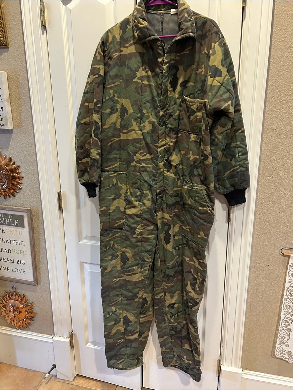 Woodland men large insulated camo coveralls